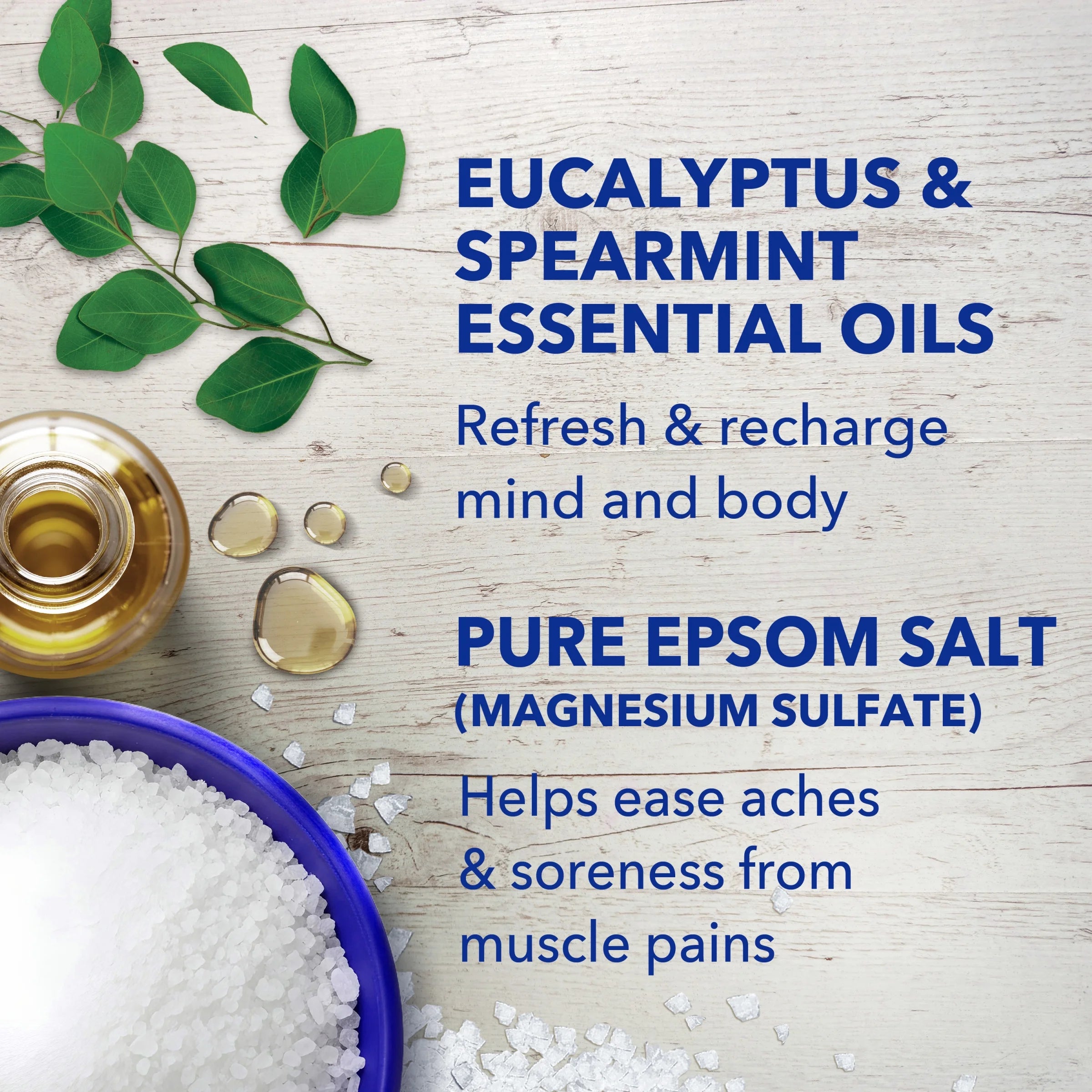 Epsom Salt Magnesium Soak, Relax & Relief with Eucalyptus & Spearmint, 3 Lbs